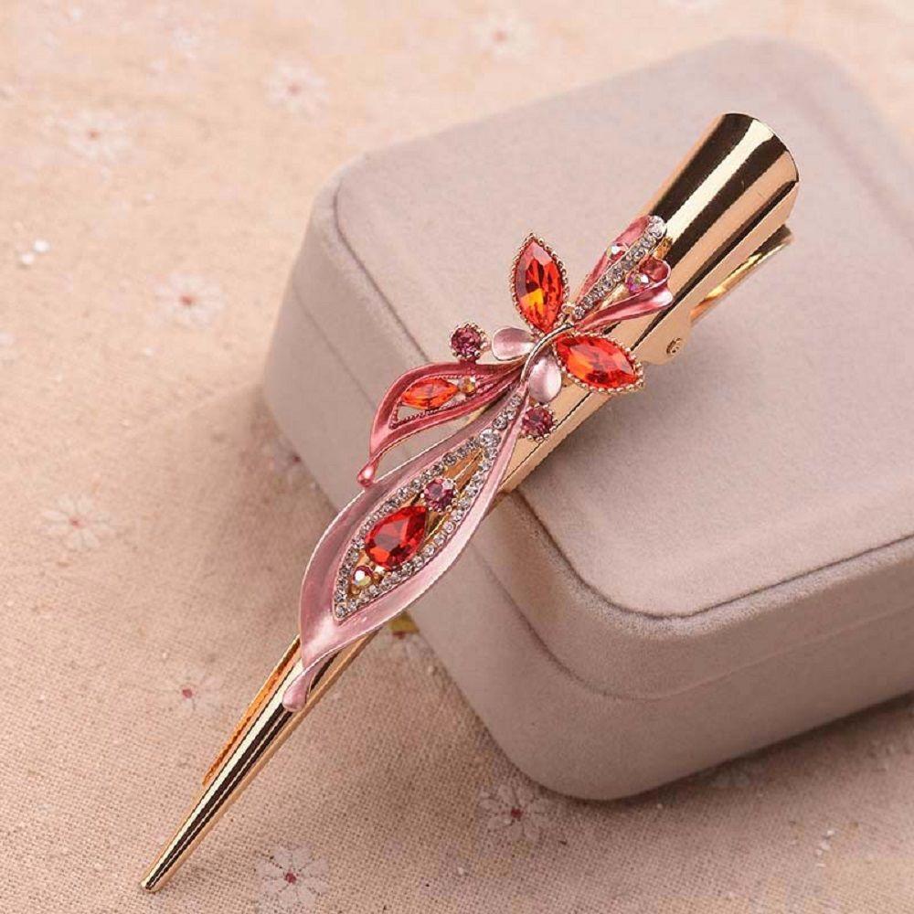 Large Fashion Crystal Metal Butterfly Women Duckbill Clips Hair Clips Hairpin Horn Clips