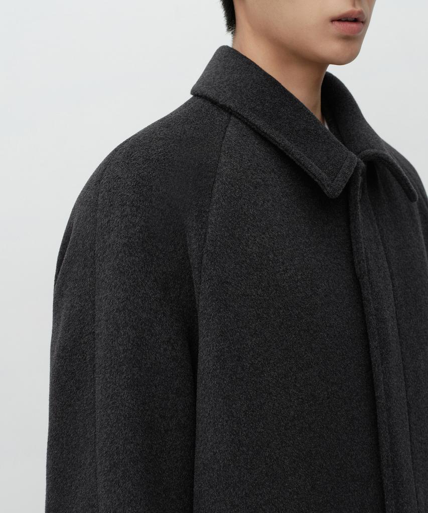 MUSINSA STANDARD Cashmere Blend Oversized Minimal Balmacaan Coat [Charcoal Grey]
