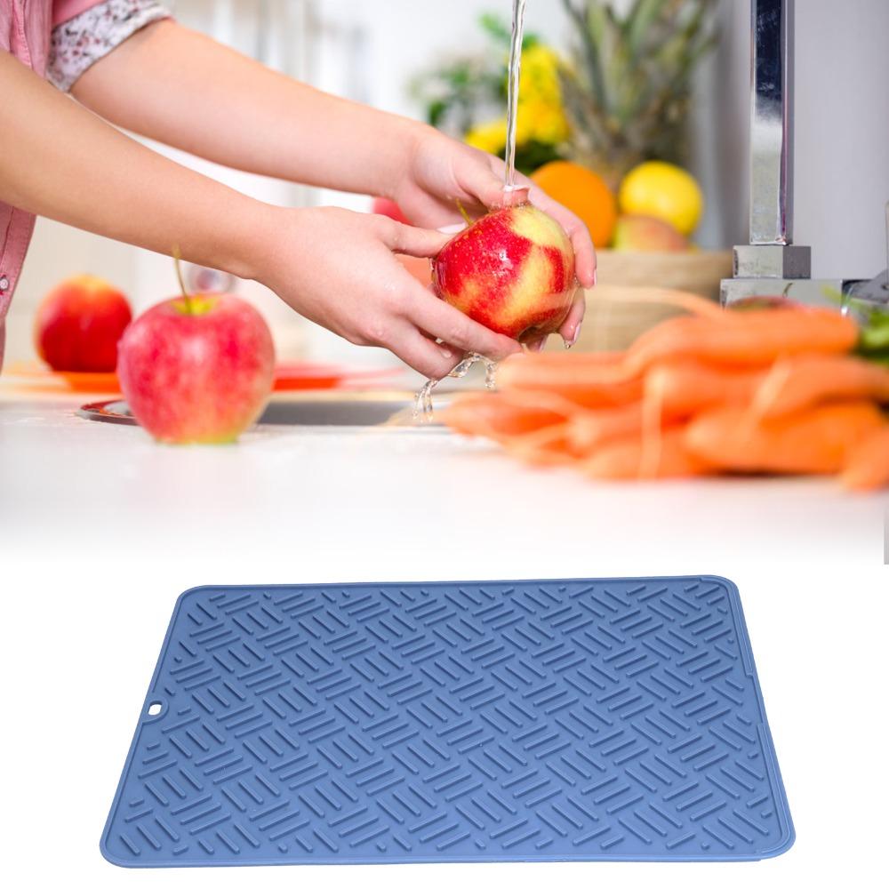 Multiple Optional Color Water Drying Pad Silicone Sink Anti-slip Cushion Tableware Mat Bathroom
