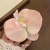 Women Korean Cloth Floral Pearl Hair Clip Sweet Phalaenopsis Flower Hairpin Female Headdress