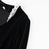 Kaslead New Arrival Women's Clothing Fashion Style Fashion Slim-Fitting Simple Velvet Lace Patchwork Dress