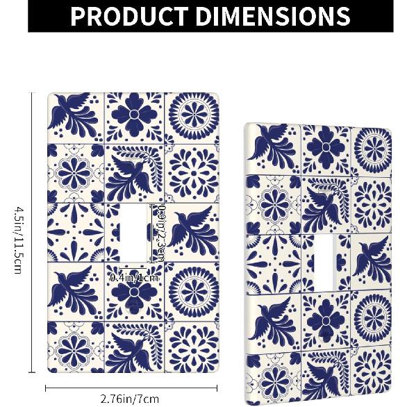 Mexican Talavera Tile Light Switch Cover 1-Gang,Single Toggle Decorative Switch Wall Plate Cover Faceplate,4.50" X 2.76"inch