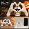 Creative Tricky Festival Gift Gothic Skeleton Hands Heart Sculpture with Skull, Romantic Love Statue, Halloween Unique Haunted House Props Shape