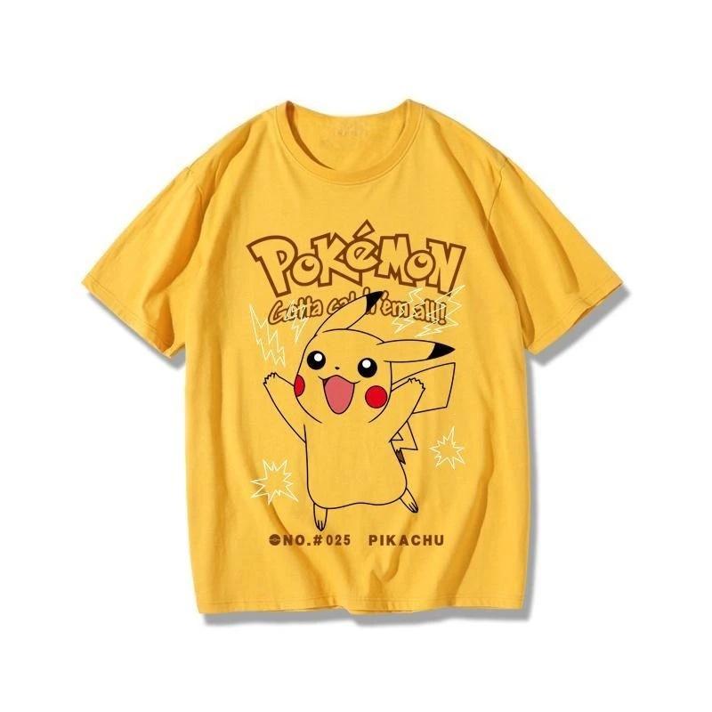 Adult and Childrens Pokémon Cartoon Multistyle Pure Cotton Short Sleeves Loose Casual Couple Tshirts