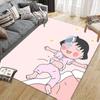 Chibi Maruko‑chan Flannel Pattern Square Carpet,Area Rug,Carpet Rug for Living Room Bedroom Sofa Playroom Decor,Non-slip Floor Mat