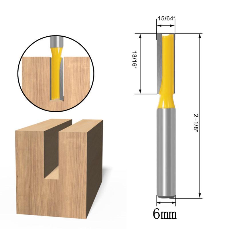 Набор из 6 шт., набор фрез 6 мм, 1/4 дюйма, хвостовик, прямая фреза, биты по дереву