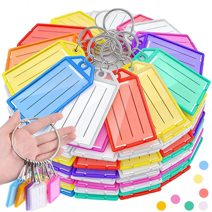12/36Pcs Writable Keychain Tags Reusable Name Identification Tags Plastic Key Tags with Blank Paper Keys Travel Accessories