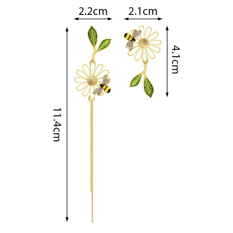 2022 корейские серьги-гвоздики в виде цветка ромашки и пчелы для женщин с бабочкой и цирконом