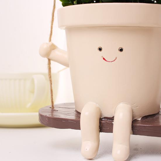 Качающийся лицевой горшок для растений с полимерной головкой, подвесной цветочный горшок с дренажным отверстием для помещений