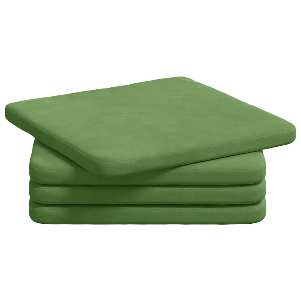 Seat Cushion Set 4 pcs Light Green 40 x 40 x 3 cm Velvet