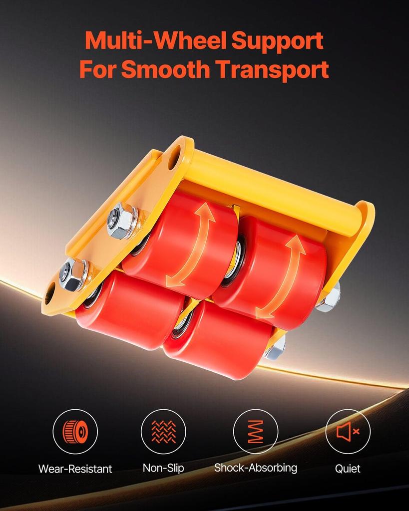 4PCS Machinery Skate Dolly, 17637LBS/8T Industrial Machinery Mover, Heavy Duty Carbon Steel Machinery Moving Skate with 4 PU Wheels and 360° Rotation