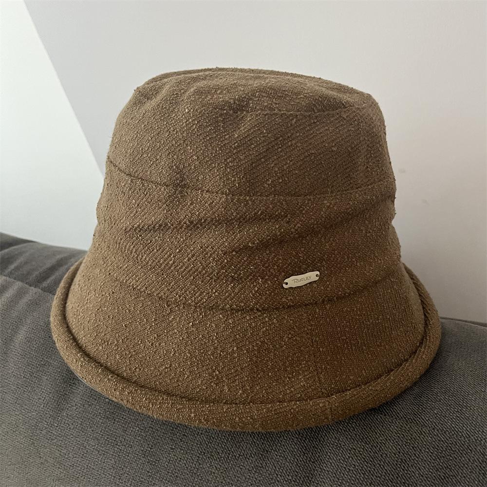 Кудрявая шляпа-ведро женская складная простая универсальная шляпа-ведро однотонная для маленького лица осенне-зимняя