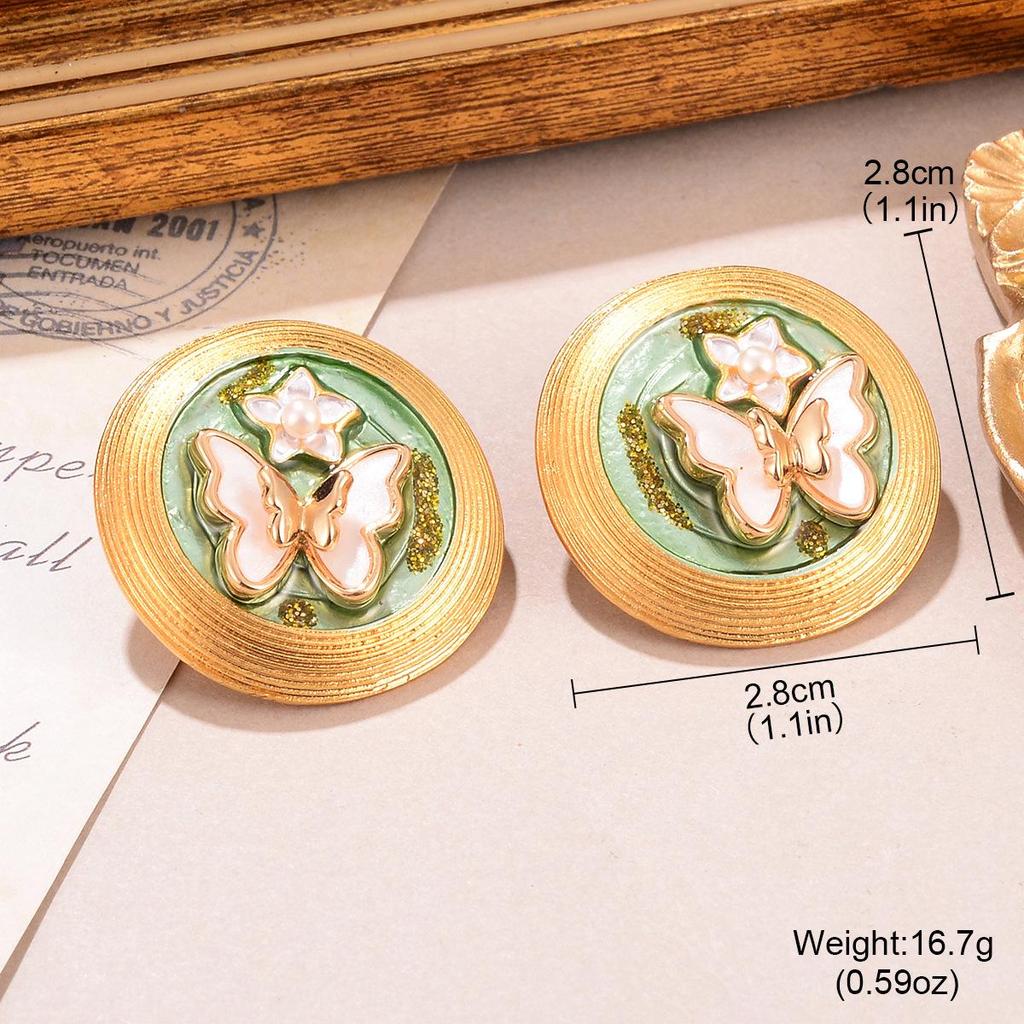 Винтажные серьги-пусеты из барочного жемчуга: Ретро Живопись Маслом и Женские Украшения в Новом Китайском Стиле