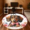1pc Dachshund Love Pattern Office Round Rugs, Under Chair Round Rugs for Living Room, Bedroom, Bathroom Decoration Carpet 091863