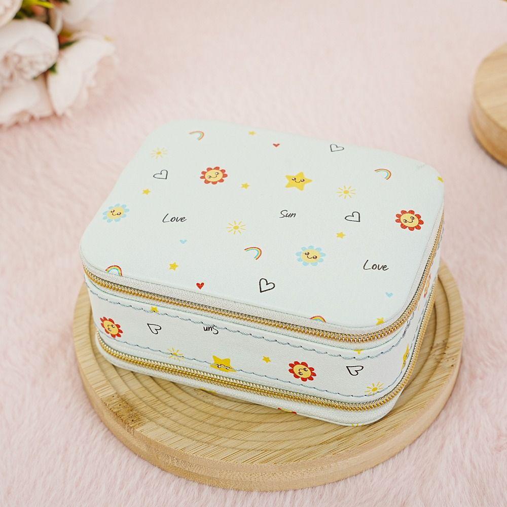 Rings Necklace Jewelry Packing Bag Cherry Flower Jewelry Holder With Mirror  Gift