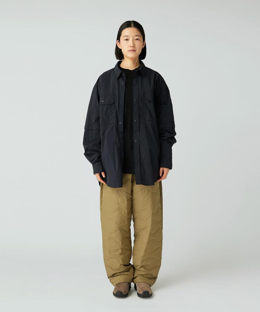 Snow Peak Garment Dyed Convertible Shirt Long and XL SH-25AU002, Sleeve, Men's Women's, Black,