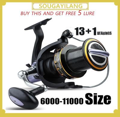 Катушки для морской рыбалки, размер 6000-11000, спиннинговая катушка для морской воды, алюминиевая катушка с ЧПУ, большая катушка с ручкой, катушка для троллинга
