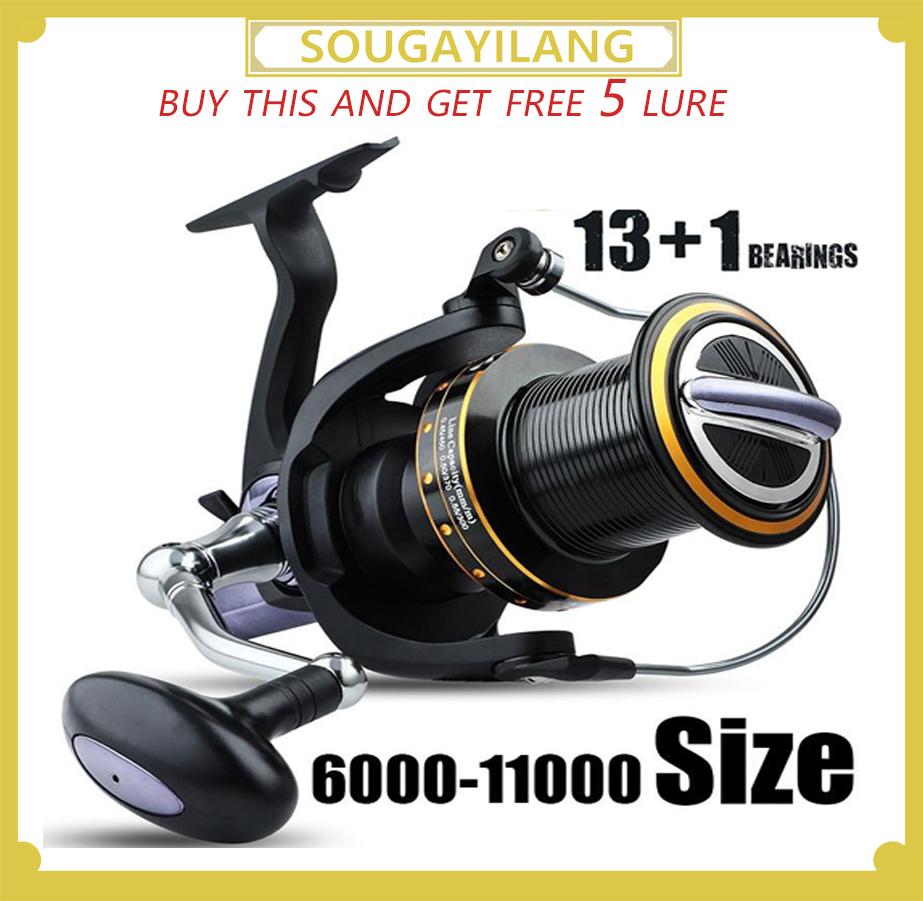 Катушки для морской рыбалки, размер 6000-11000, спиннинговая катушка для морской воды, алюминиевая катушка с ЧПУ, большая катушка с ручкой, катушка для троллинга