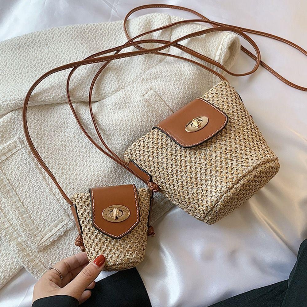 Bohemian Style Weave Shoulder Bag Mini Crossbody Bag Cute Straw Bag  Lipstick Bag