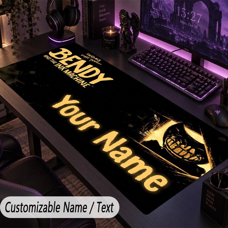 Custom Text Big Mousepad, Extended Desk Pad For Laptop Work GameBendy and the Ink Machine