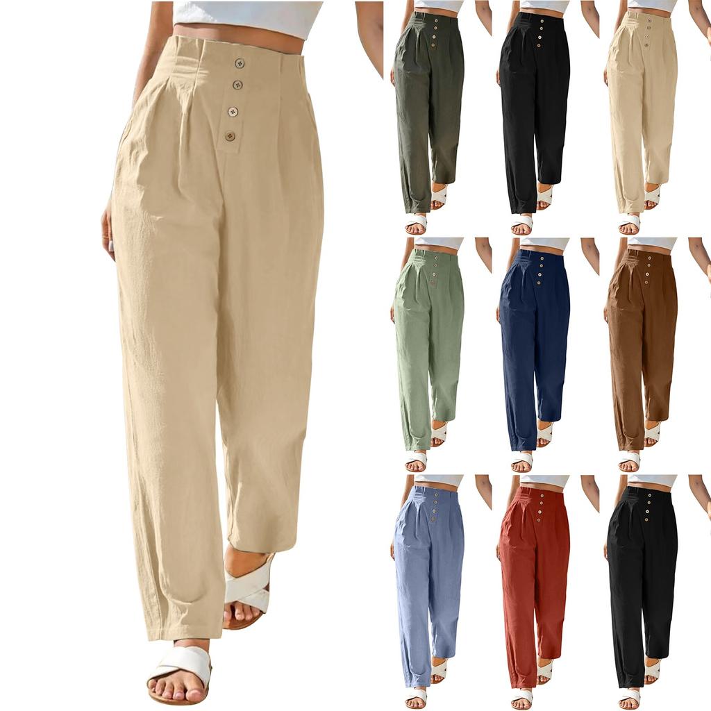Women's Wide Leg Pants High Elastic Waisted In The Back Business Work Trousers Long Casual Pants