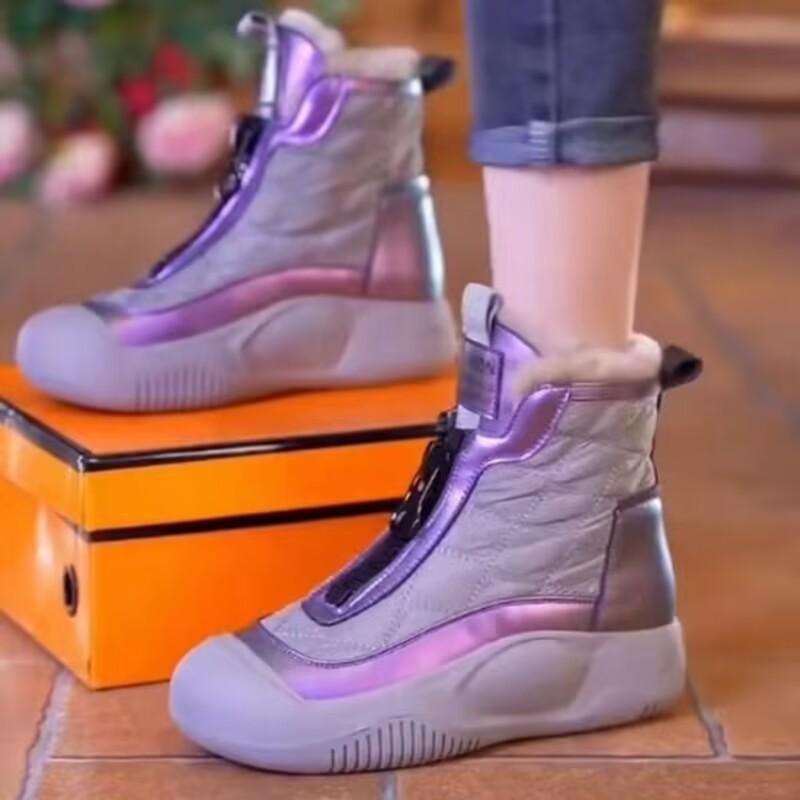 Зимние сапоги с толстой подошвой и плюшем