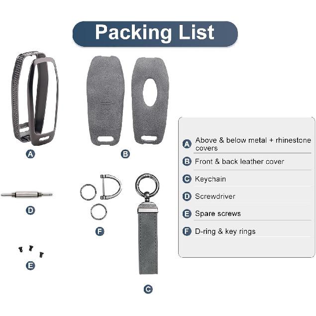 YO&YOYE Compatible With Ford Key Fob Cover With Keychain Leather Key Case Protector (Model3, Grey)