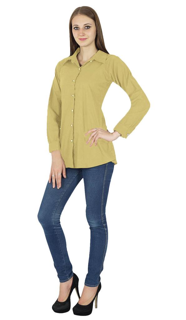Top Cotton Shirt Long Sleeve Solid Short Kurta Women Clothing