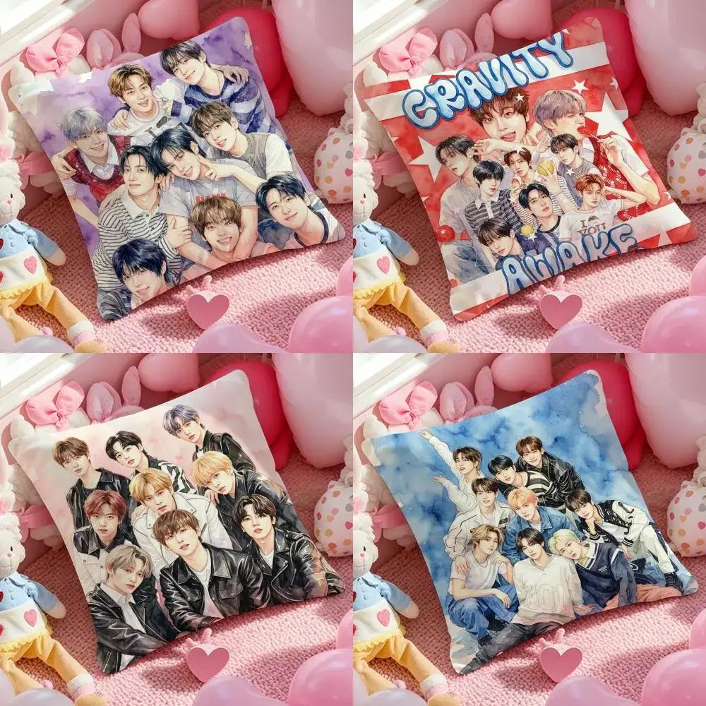 Kpop CCCCRAVITYSS Cushion Cover Pattern Printed Pillowcase for Living Room Sofa Cushion Cover Bedroom Decor