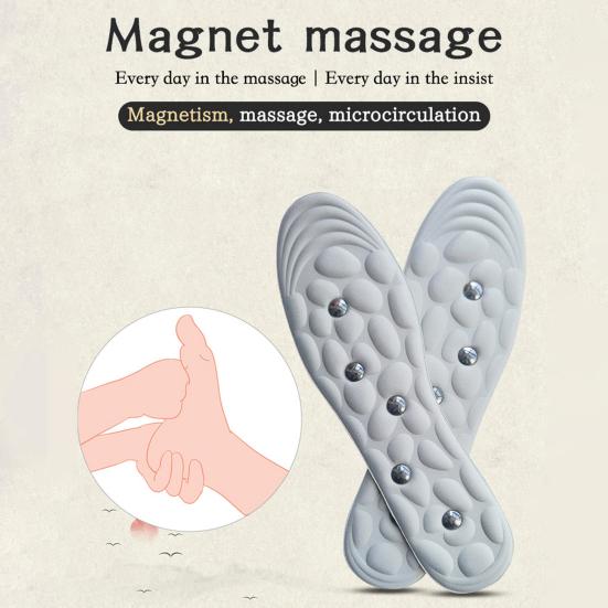 1 пара магнитных акупрессурных массажных стелек, дизайн массажа ног, амортизирующий антиусталостный гель, массажные точки, стельки для улучшения циркуляции крови