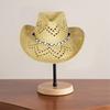 (One Size, Khaki) Straw Cowgirl Hats for Women Men Classic Western Hats Beach Sun Hats with Rope Decoration