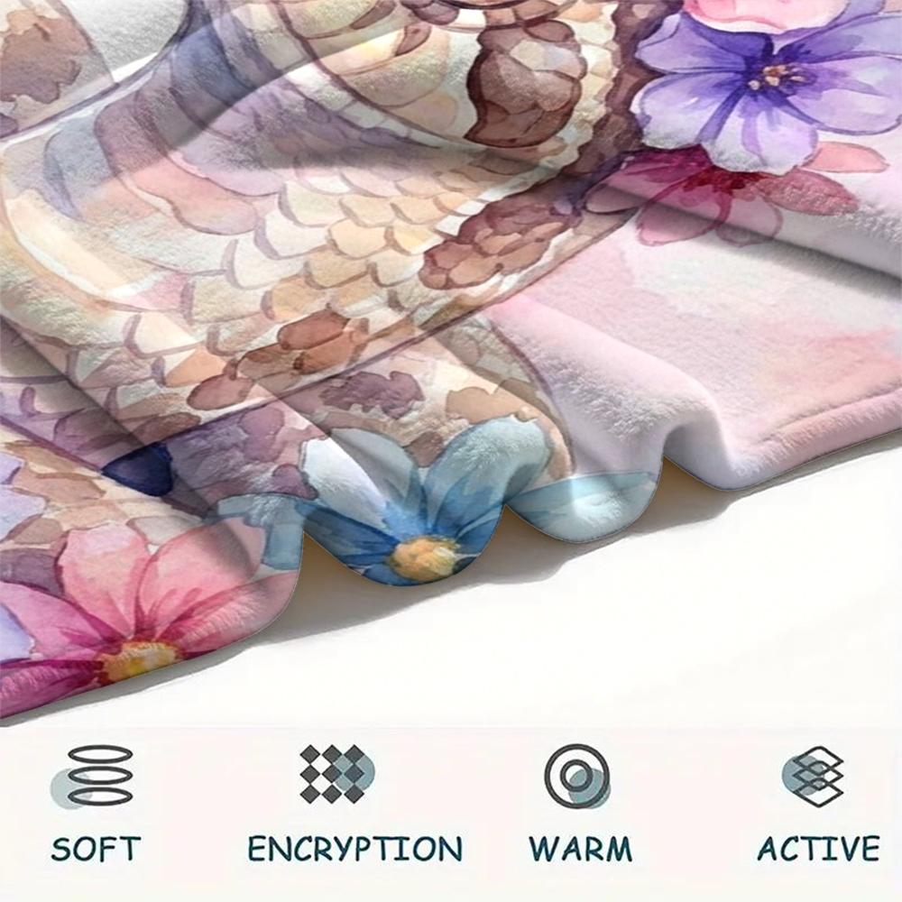1PC Cute Watercolor Animals Print Flannel Blanket, High quality All Seasons, Home Decor, Warmth and Comfort, Perfect for Christmas Gifts