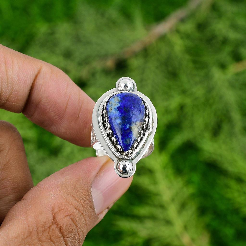 Birthday Gift For Her Natural Sodalite Promise Adjustable Ring 925 Silver