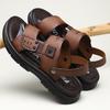Мужские сандалии 2025 новая летняя обувь мягкая кожа мягкая подошва платформа пляжная обувь нескользящие шлепанцы двойного назначения
