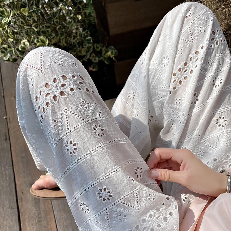 Летние тонкие праздничные простые повседневные свободные прямые широкие брюки