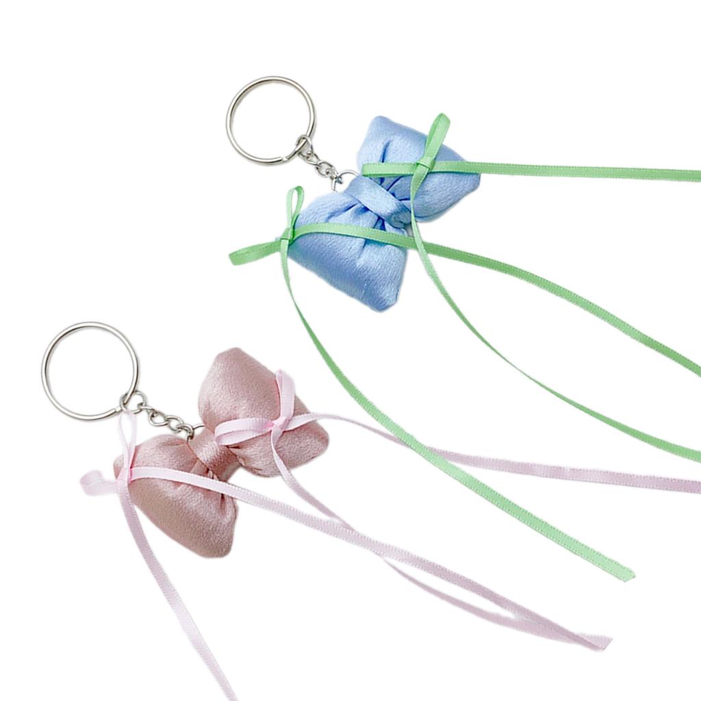 Sweet Ribbon Bowknot Keychain Pendant Keyring Charm Lovely Hanging Decorations for Purse Bag Backpack Handbag Wallet