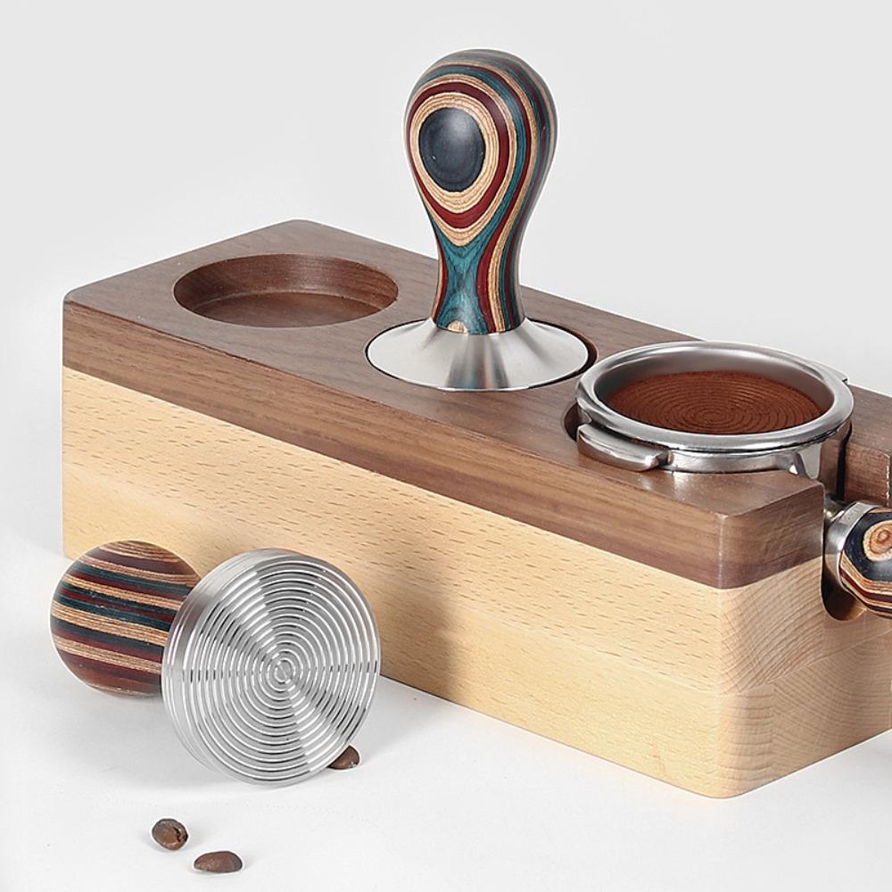 Detachable Colorful Wooden Handle Coffee Tamper Thread/Flat Bottom Coffee Distributor Cafe