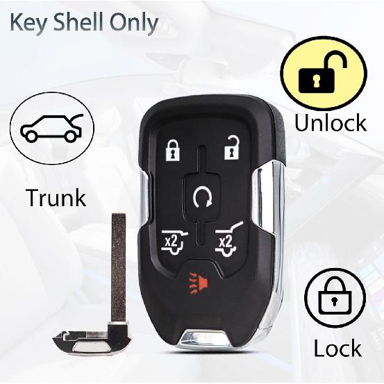 Key Fob Shell Case Replacement Fits for Chevy Suburban Tahoe GMC Yukon 2015 2016 2017 2018 Keyless Entry Smart Remote Control 6 Button Pad Outer