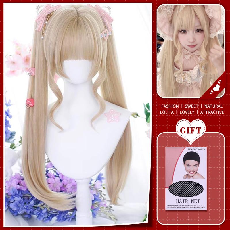 Double Ponytail Synthetic Wig for Women Lolita Clip-On Style Double Ponytail Wig Suitable for Role Playing Christmas Halloween