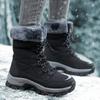 Winter Snow Boots Women Outdoor Warmth Faux Fur Thick-soled Ankle Boots Women Anti-slip Wear-resistant Casual Hiking Shoes Women