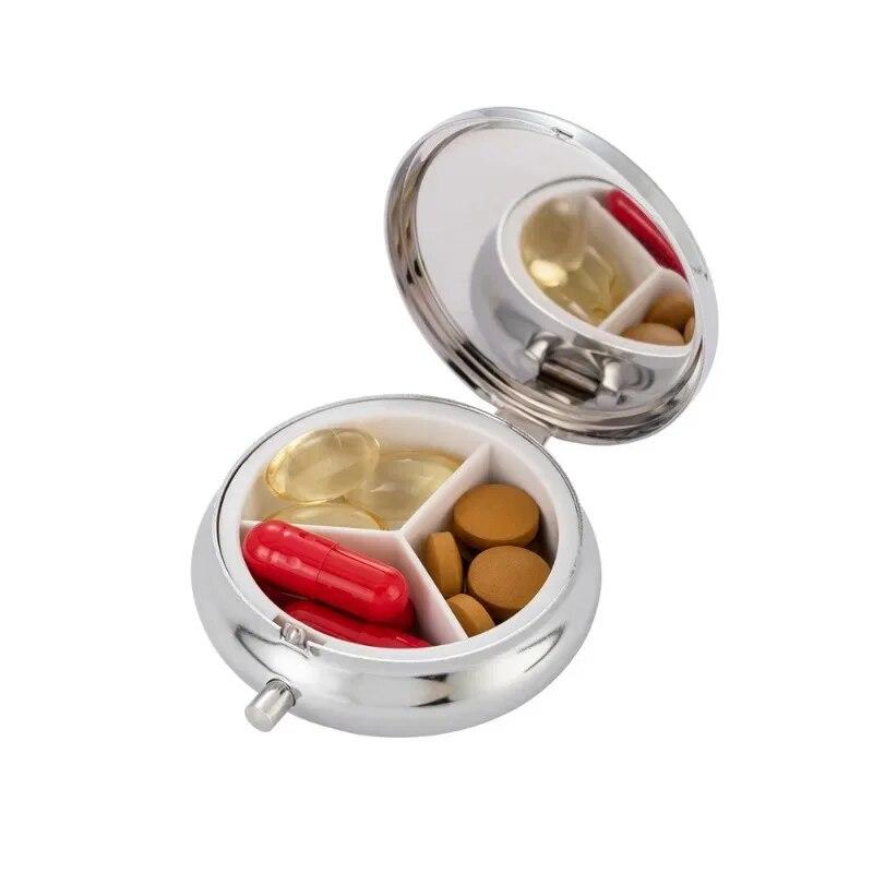 Diamond Blingbling Pill Box Портативная дорожная аптечка 5 см Круглый металлический органайзер для таблеток Мини-карманный чехол для таблеток Контейнер для планшета