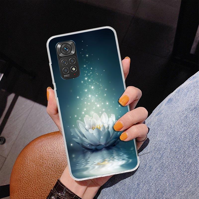 Чехол для телефона Phnoe с цветами лотоса сине-белыми для Xiaomi Redmi Note 15 14 14S 13 Pro Plus 12 12S 11S 11E 10S 10 11T 5G Uniq