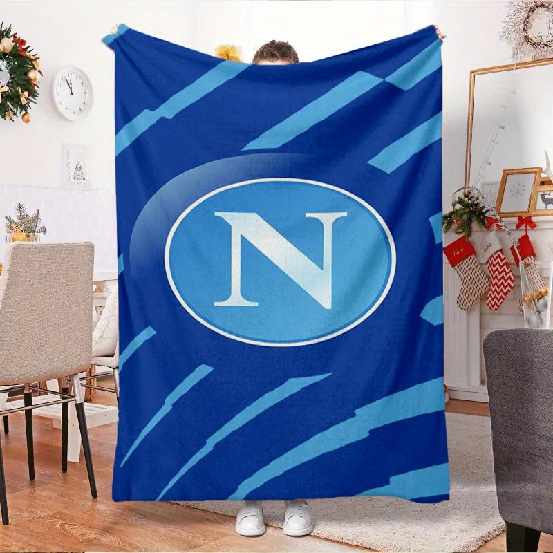 Napoli Football Club Emblem Blanket Outdoor Flannel Blanket for Camping, Hiking, Garden Parties, Picnic Essentials,gift for family and friends