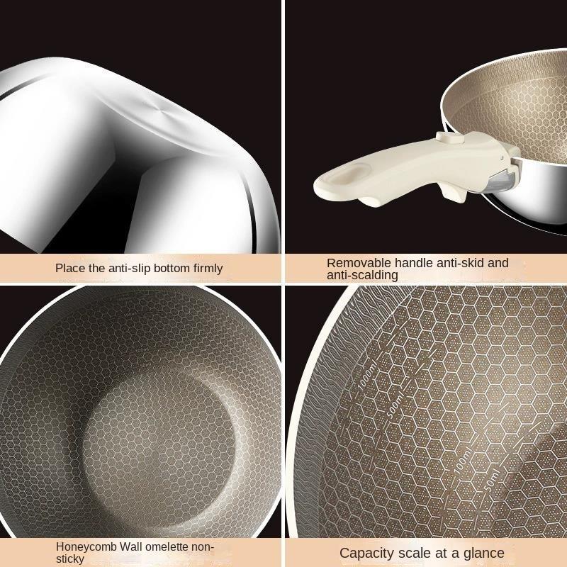 Сковорода из титана и нержавеющей стали марки 316L с ячеистым антипригарным покрытием, подходит для фритюрницы, многоцелевая кухонная посуда