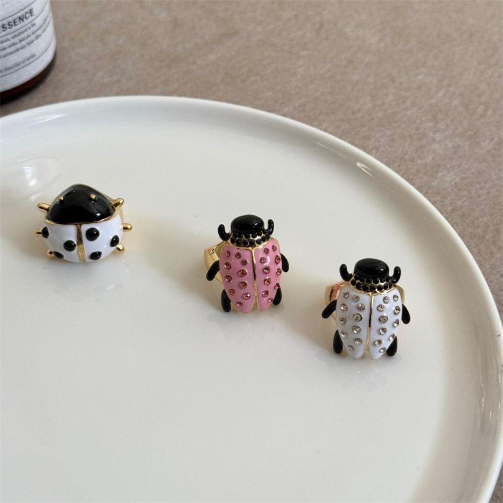 Кольцо в корейском стиле с изображением насекомых, капающее масло, геометрическое массивное эмалевое кольцо, индивидуальное кольцо с рисунком в подарок