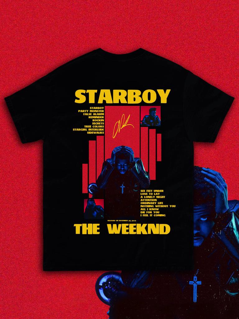 Футболка STARBOY The Weekend Графическая футболка Мужская Женская Мода Уличная Хип-хоп Оверсайз Y2k С коротким рукавом Женская Мужская Одежда
