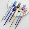 4/6 шт. Роза, обеденная вилка, столовая посуда из нержавеющей стали, столовые приборы, вилка для десерта и салата, отель, свадьба, вечеринка, радужная посуда, набор столовых приборов