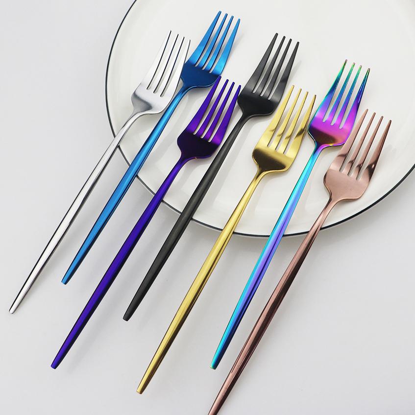 4/6 шт. Роза, обеденная вилка, столовая посуда из нержавеющей стали, столовые приборы, вилка для десерта и салата, отель, свадьба, вечеринка, радужная посуда, набор столовых приборов