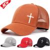 Men Women Cross Embroidery Net Hats Breathable Baseball Cap Hip Hop Hat Summer Leisure Trucker Caps Unisex Snapback Hats