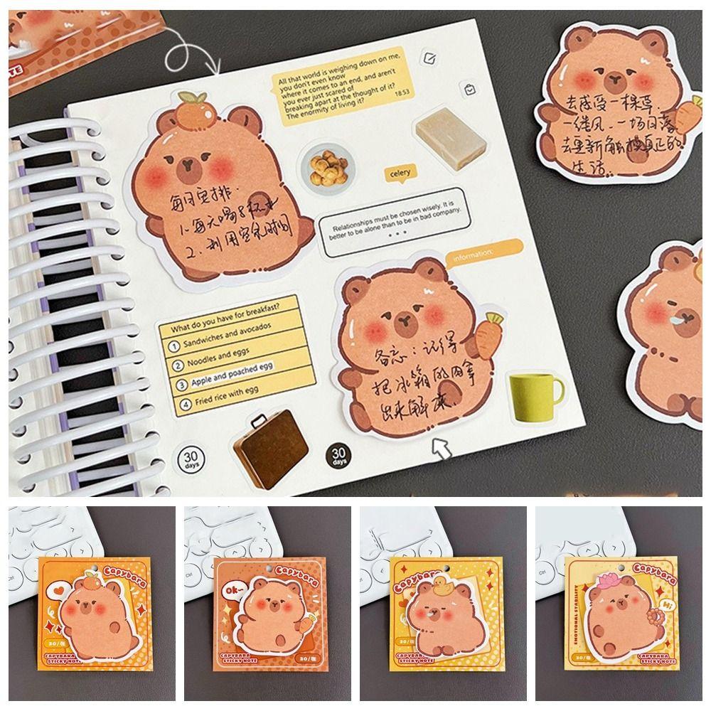 30 Sheets/Pack Cute Capybara Special-shaped Sticky Note Sticky Memo Pad Mini N Times Posted  Message